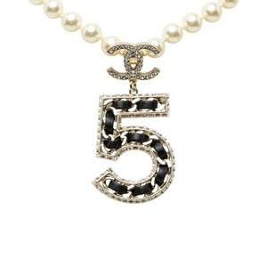 シャネル ココマーク No.5 B23P ネックレス ゴールド ブラック メッキ フェイクパール ラインストーン レディース CHANEL 【中古】