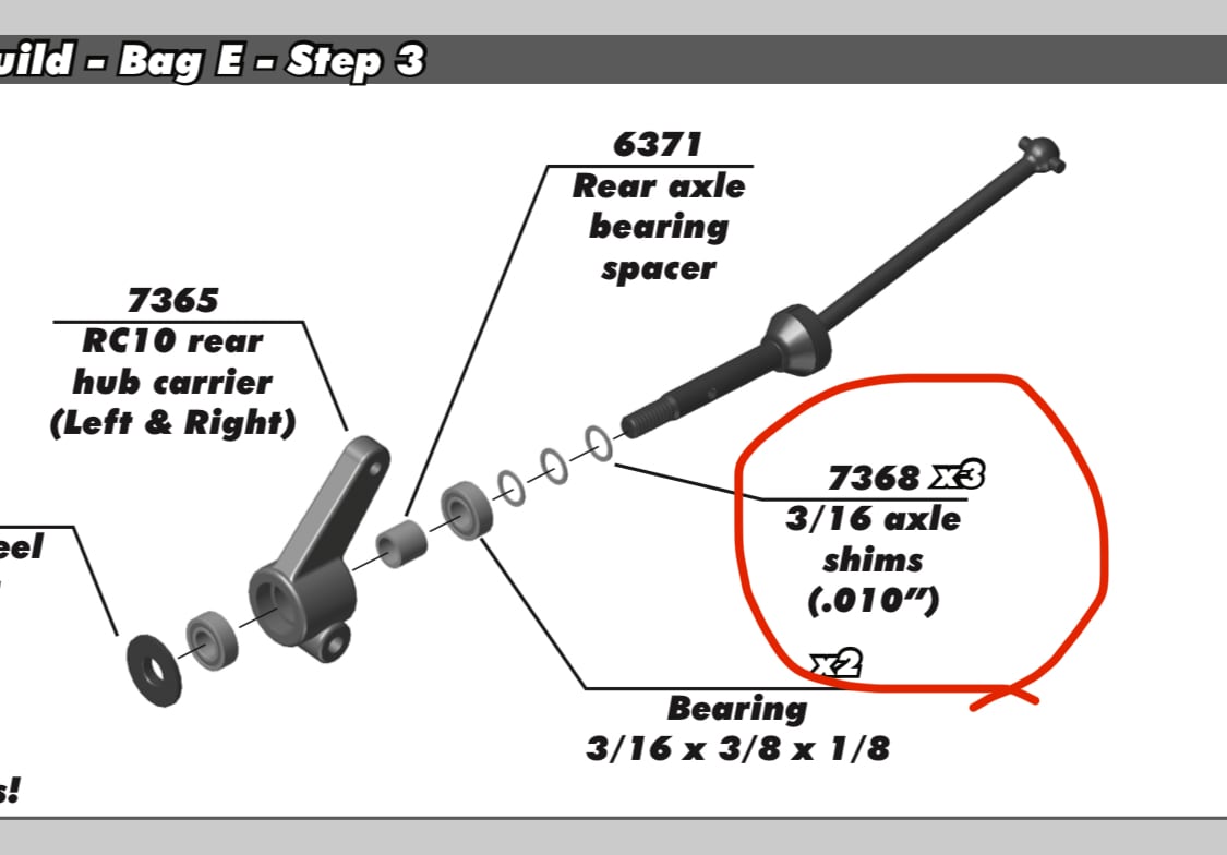 ASSOCIATED AS7368 リヤアクスル用ユニバーサルシム 3/16 x .010in
