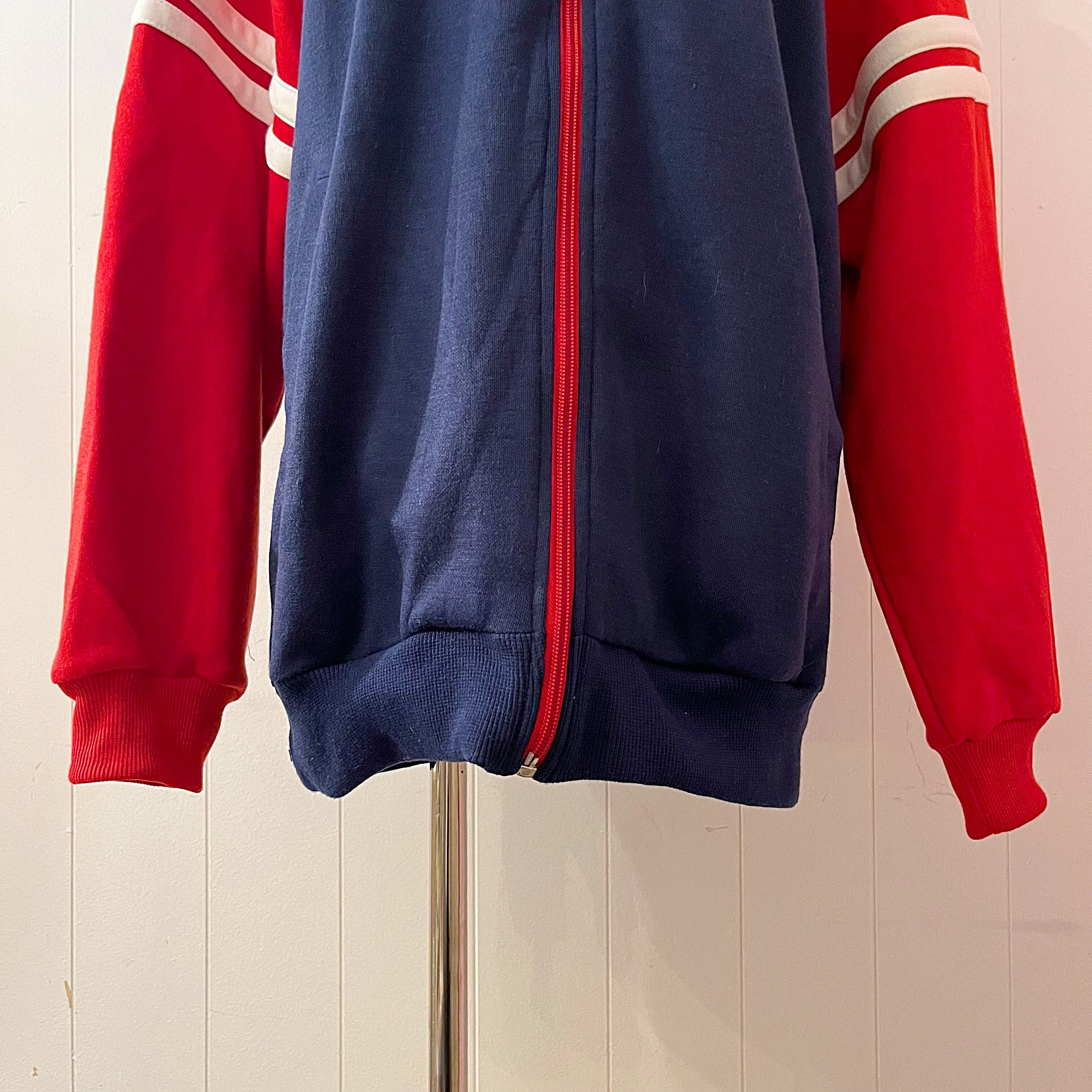 90s red navy jersey hoodie