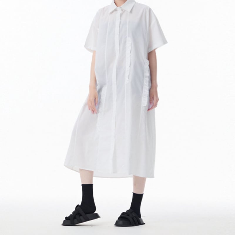 シンプルフリルシャツワンピース ON0831