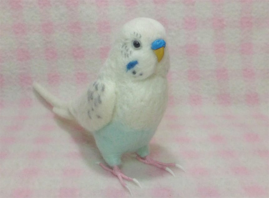 受注作成品】 セキセイインコ 白ハルクイン系 リアルサイズ♪ 羊毛