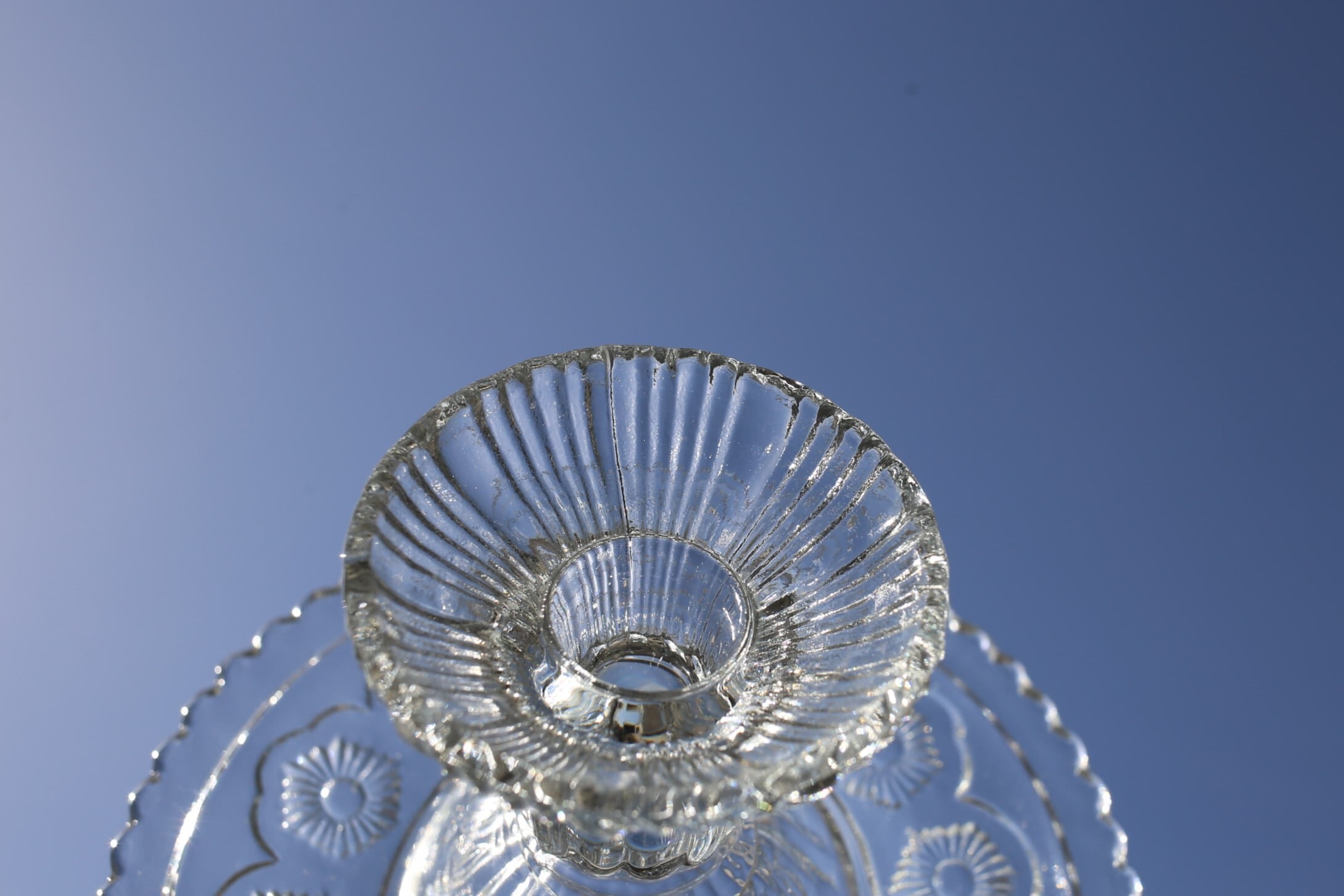 フランス アンティーク ヴィンテージ ガラスのキャンドルスタンド N