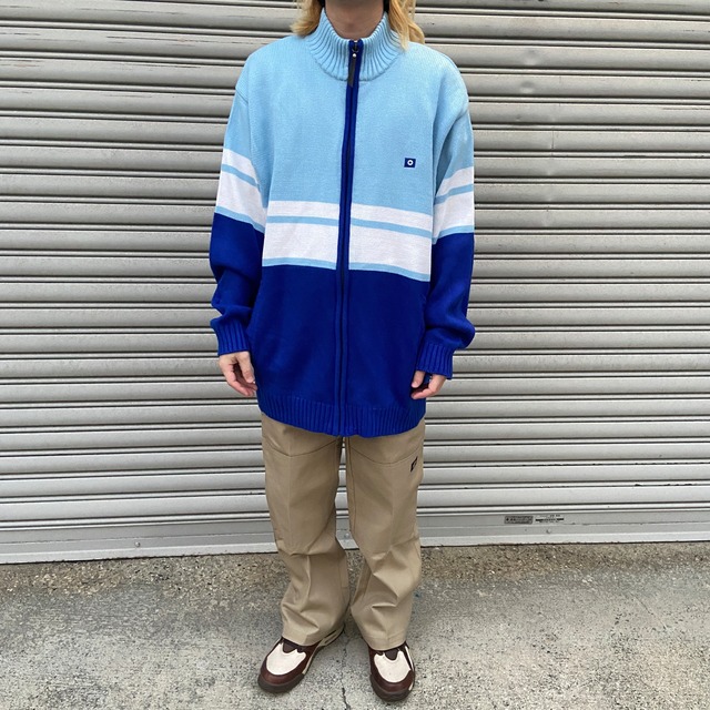 『送料無料』SOUTHPOLE ドライバーズニット　ニットジャケット　ボーダー　ブルー系
