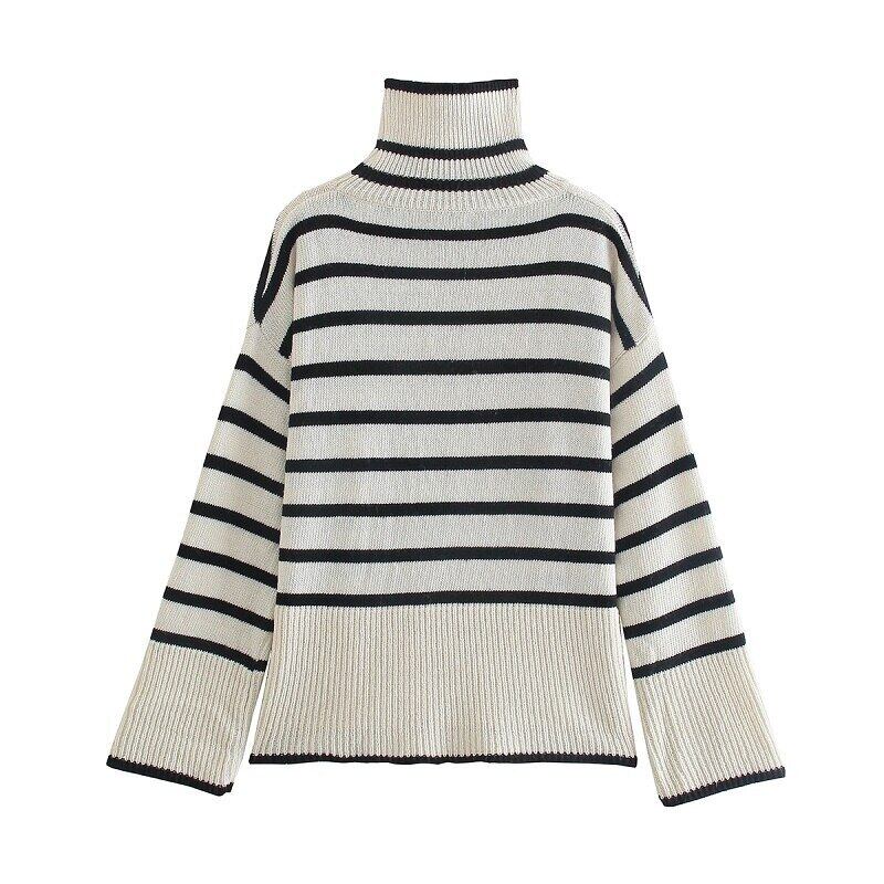 Vintage タートルネック ストライプ ニット セーター | mawadgroup.com