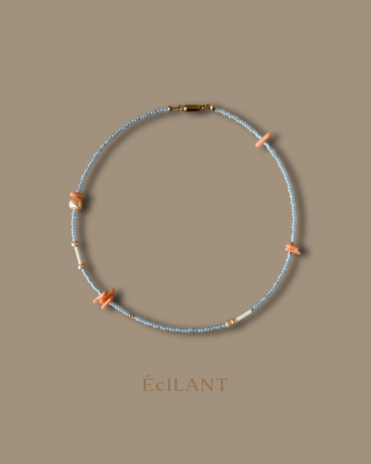Coral Blue Beads Necklace［BZN42］