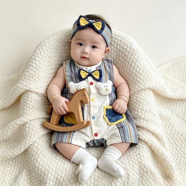【BABY】カラフルクマオールインワン
