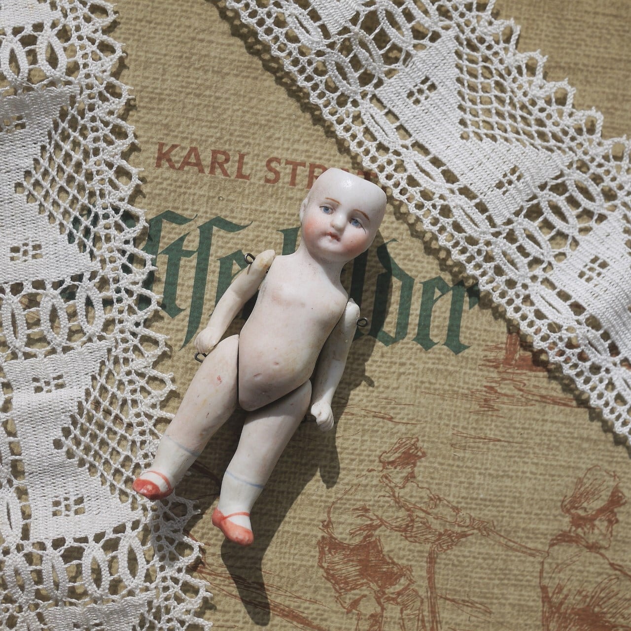 ワイヤー4ジョイント ビスクドール 8.8cm アンティークドイツ