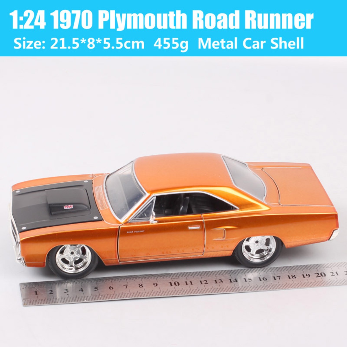 送料無料 1 24 1970 Plymouth Road Runner マッスルカー アメ車 オレンジゴールド ミニカー ダイキャストカー モデルカー コレクション Hachinohe Base 1518