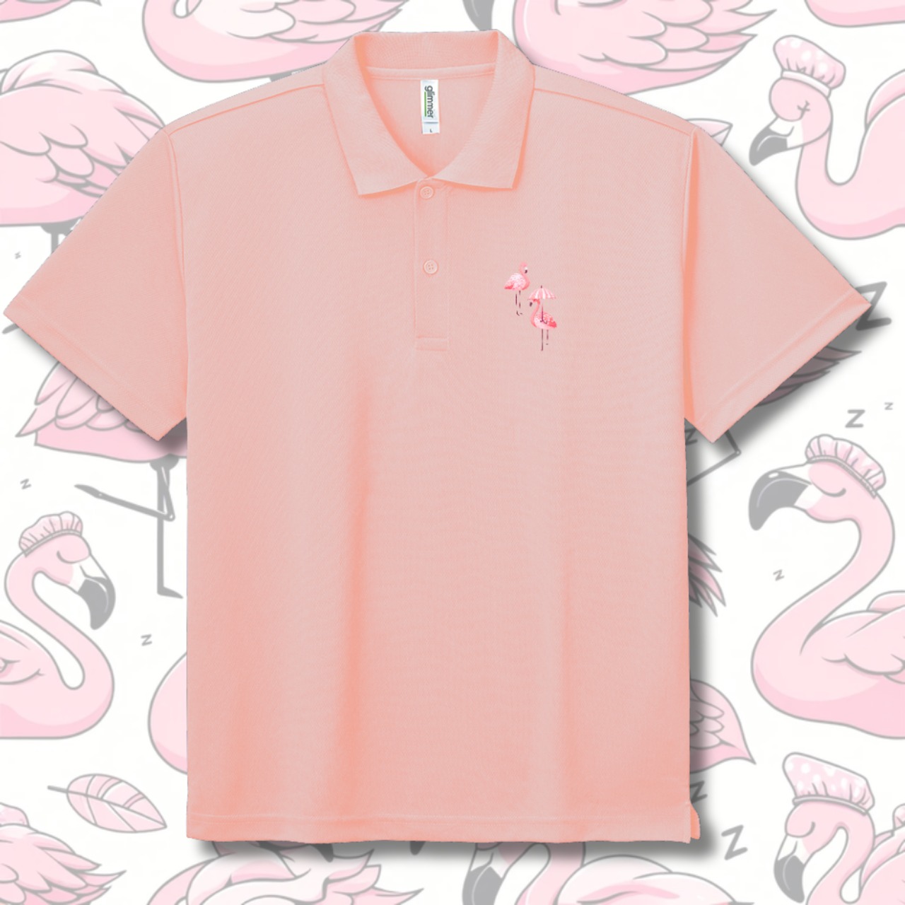 Polo-shirt-one point-フラミンパラソル 4119