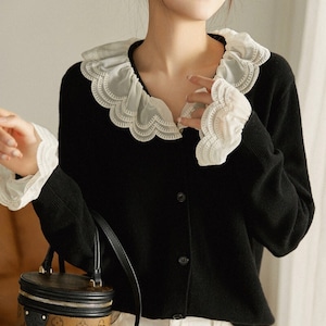 Frill collar knit cardigan(2color)