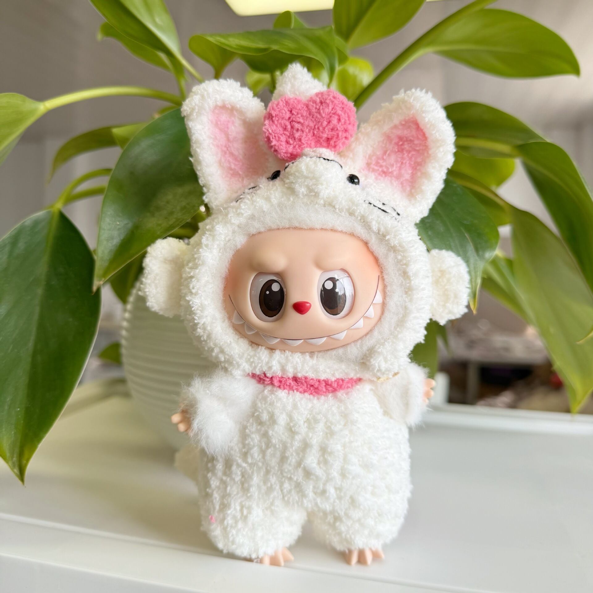 めっちゃ可愛い! 白猫コスチューム セット ラブブ ドール服 labubu 着せ替え 1/2/3世代 対応 ぬいぐるみ 衣装