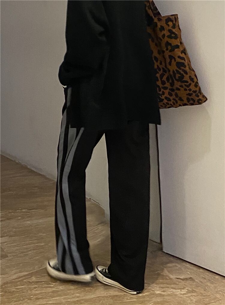 スタイルスタンダードカジュアルストライプパンツ サマー薄手ハイウェストウェストルーズスプリングオータム レトロ 春物 夏物 秋物 モンロー74358690903