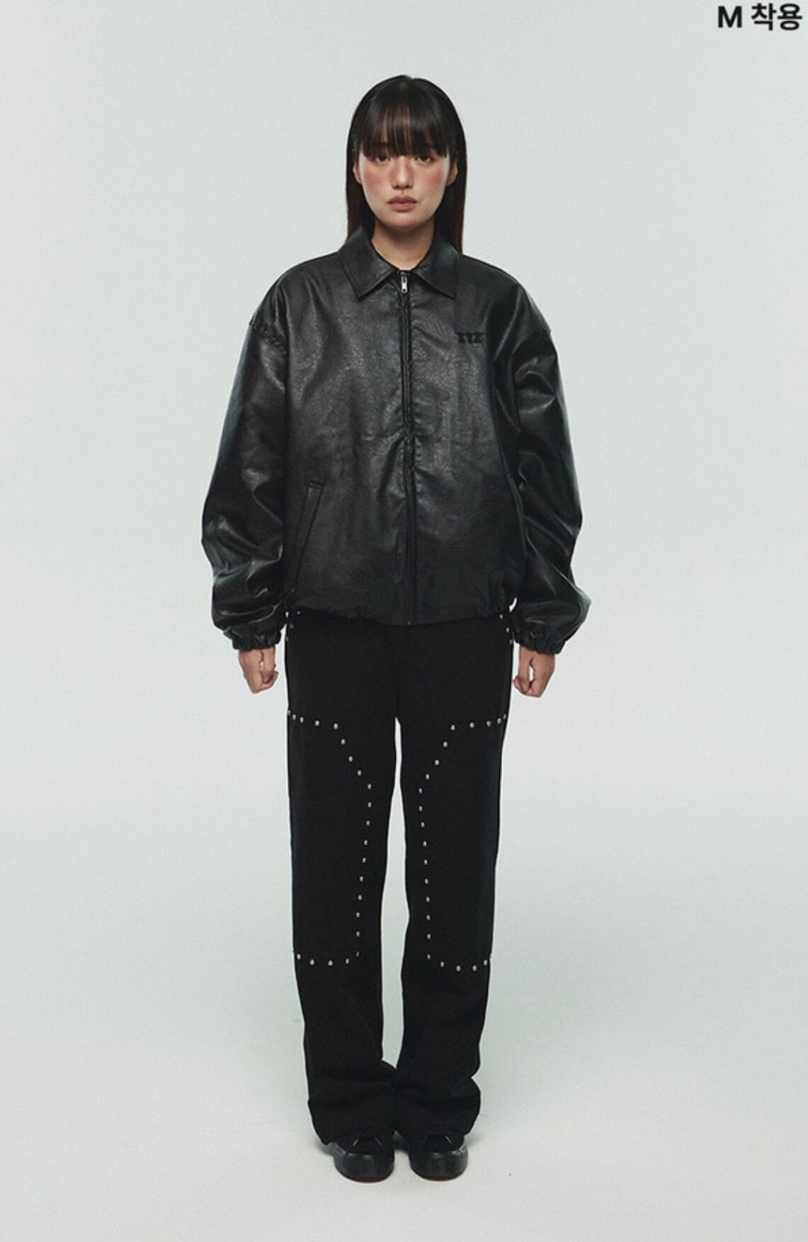 ITZABIVE] ITZ MINI LOGO VEGAN LEATHER JACKET 正規品 韓国ブランド