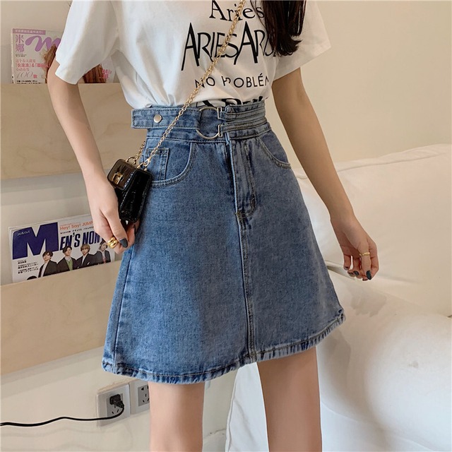 スカート スプリングハイウェストウェストショートAライン薄手 春物 misskkl99080735932