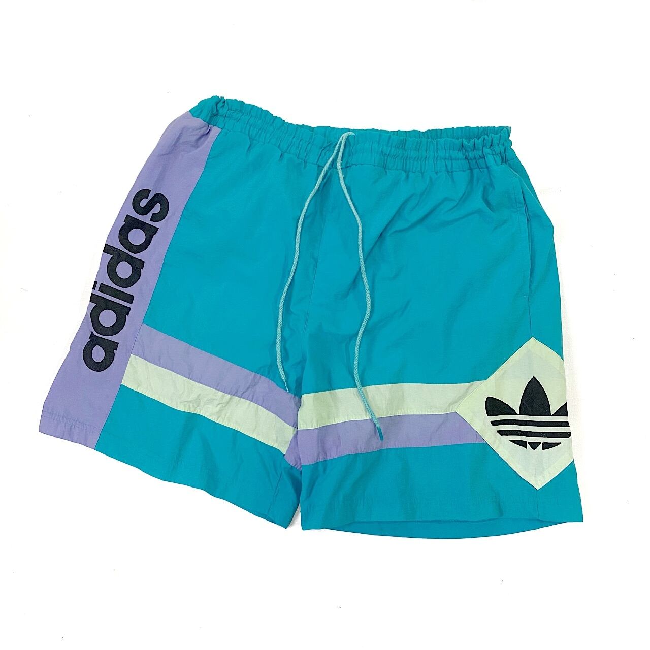 80s アディダス adidas ナイロンパンツ L グリーン 万国旗