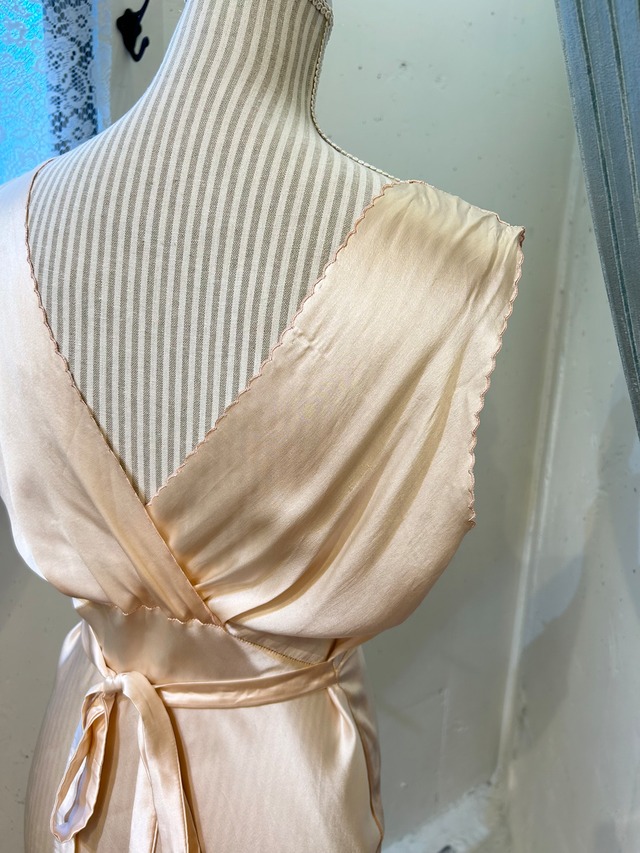 40's vintage pink beige silk lingerie  dress