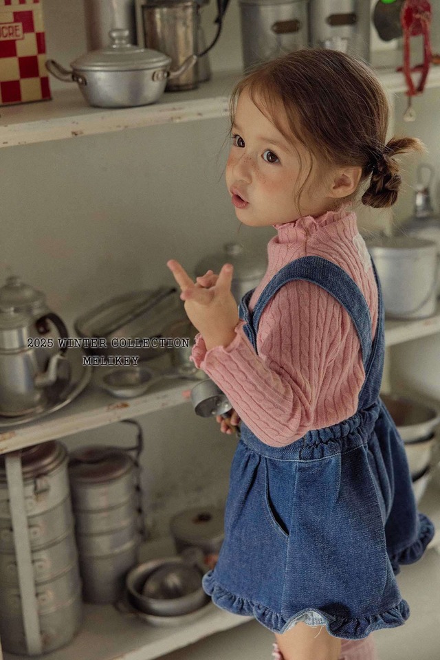 [即納M/L]≪MELIKEY≫Velvet Denim Frill Suspender 35