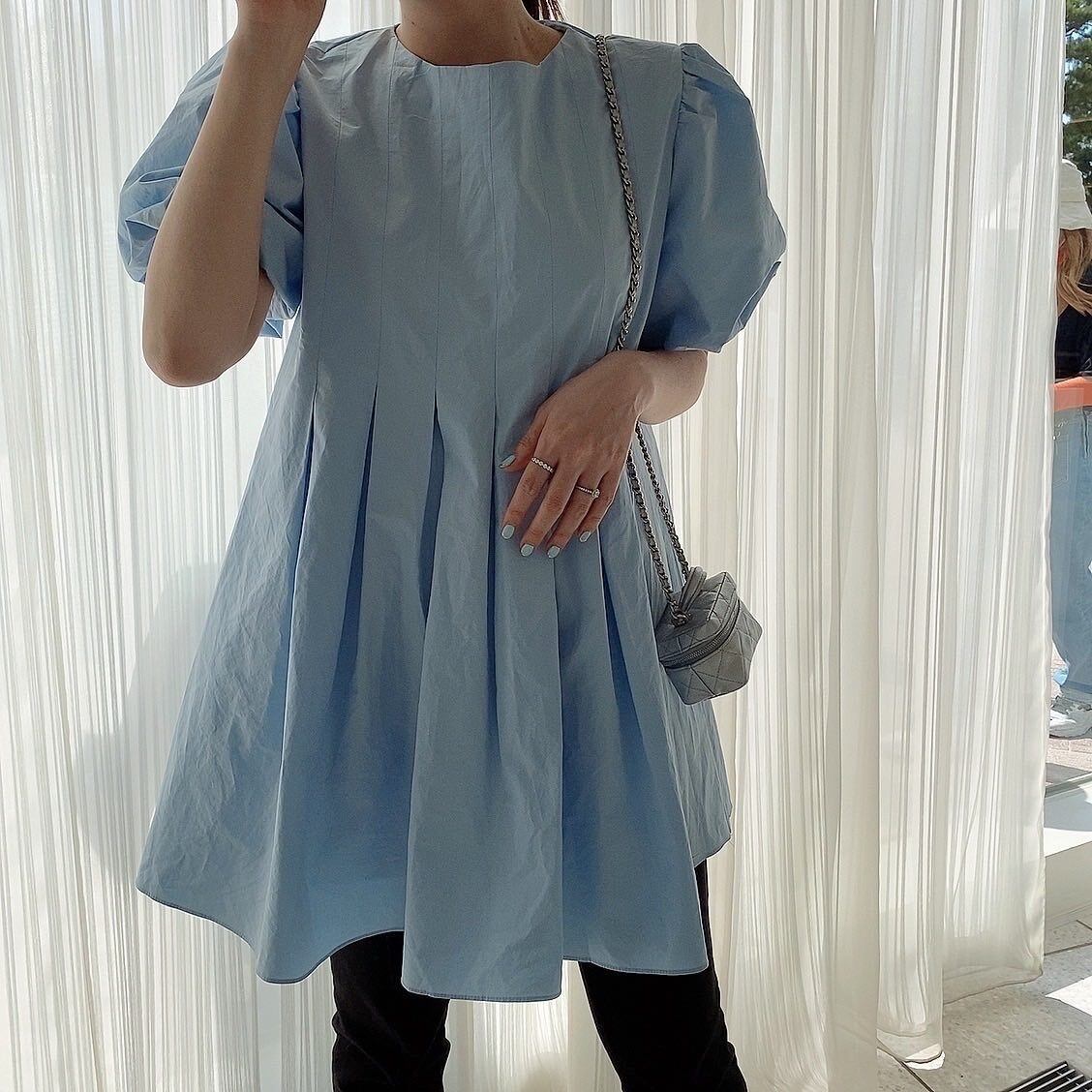 Puff tunic op/ Blue(6月中旬頃発送予定)