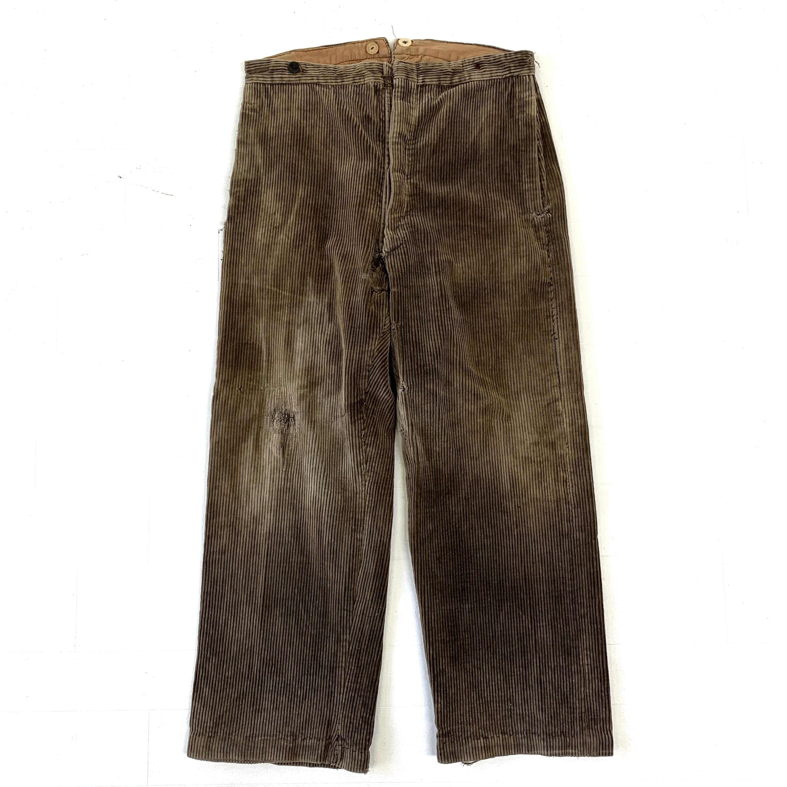 1940's~1950's French work chinch back trousers ブラウン 太畝