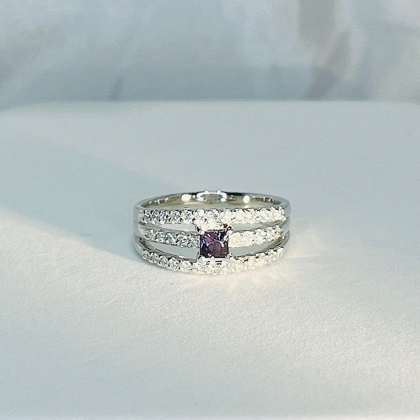 天然ガーネット0.48ct 天然ダイヤモンド PT900 リング 鑑別書付 