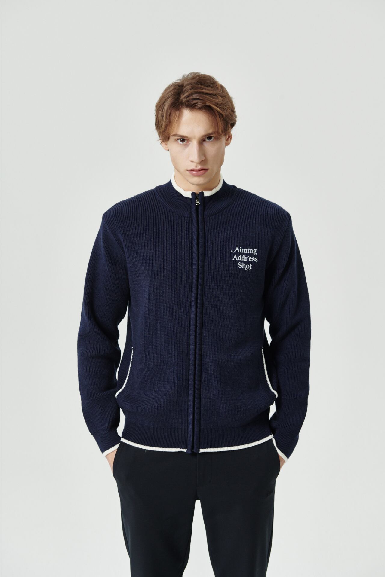 GOXO ゴーエックスオー ニットジップアップ ネイビー | GOXO GOLF JAPAN