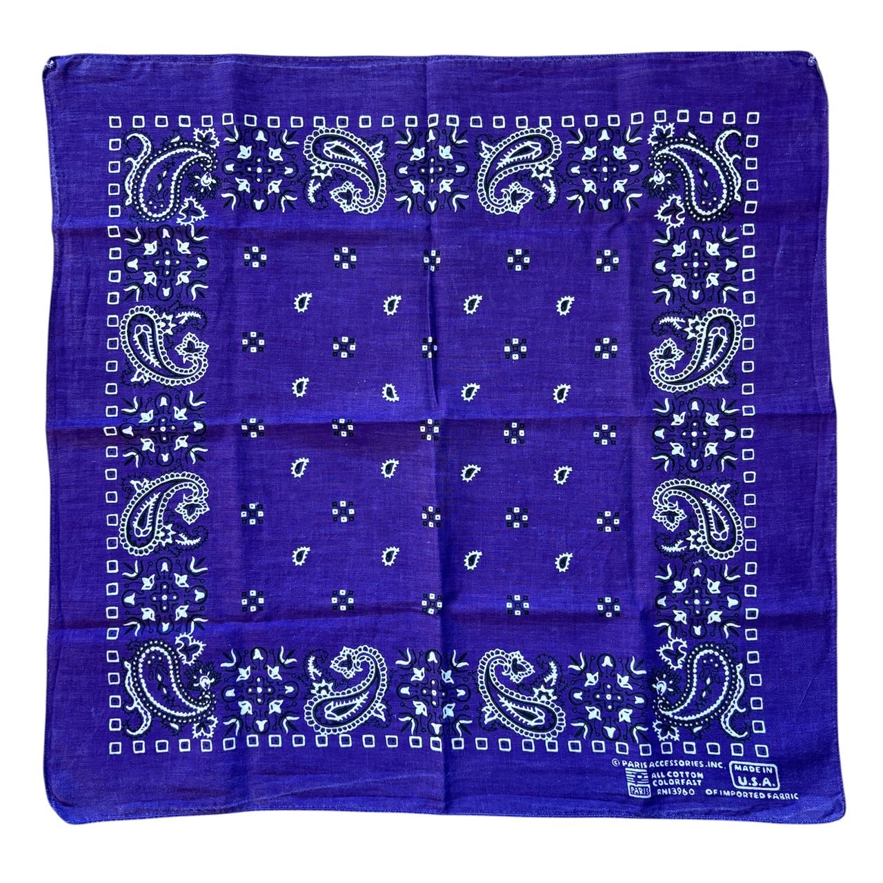 90's USA製 Paris バンダナ 紫 ペイズリー ヴィンテージ 90年代 パリス