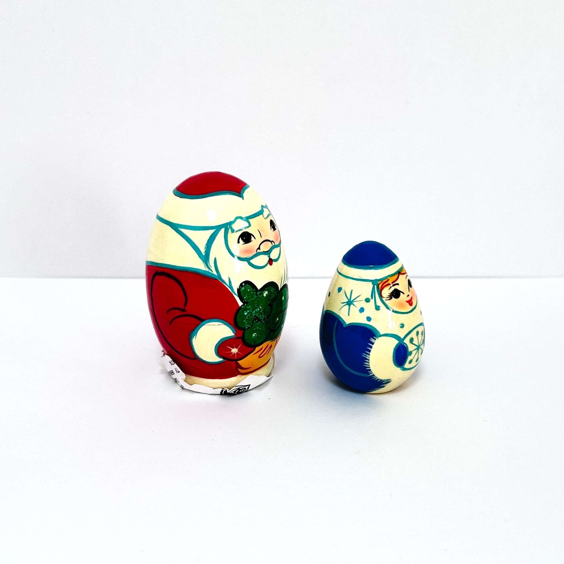 サンタと雪娘 マトリョーシカ 6.5cm 2ピース ノリンスク