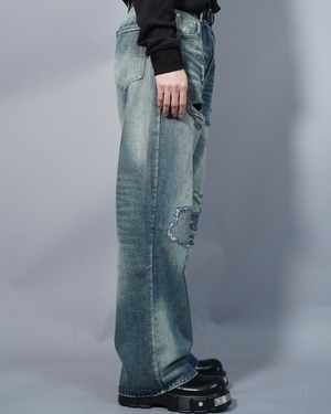 【ALUDE SELECT 】Tinted wash ripped denim pants