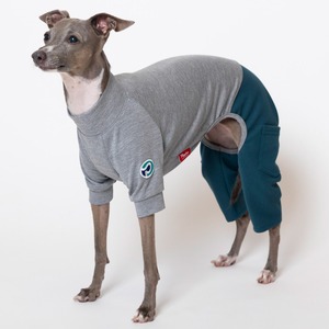 ５スリーブロンパース（5分丈） gray × green  / イタグレ服