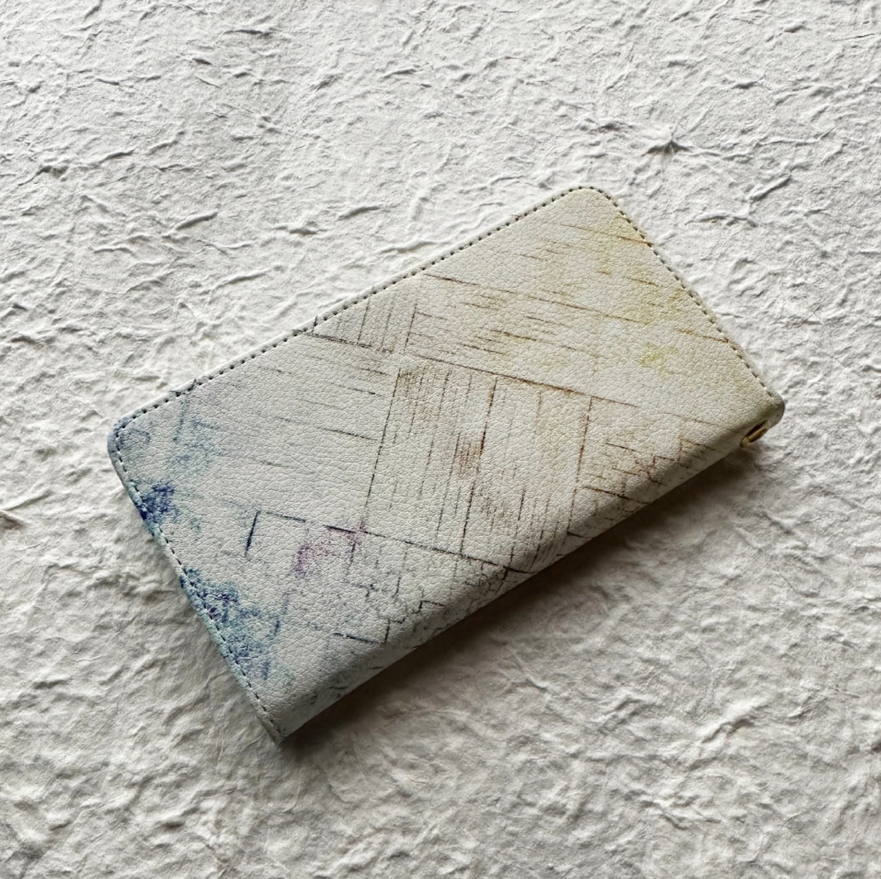 【Mサイズ/OUTLET】Android対応|浪漫 Artistical - 和風 ホワイト手帳型ケース/スライド式