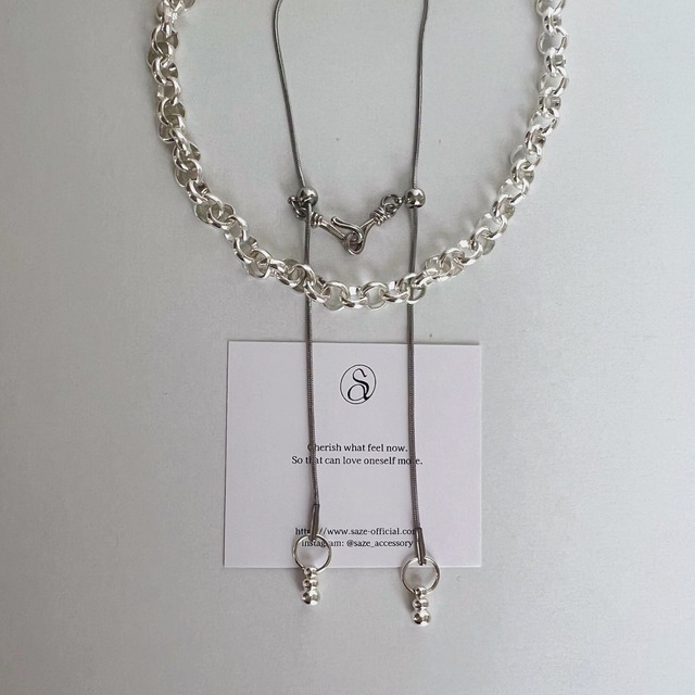 freely double chain necklace -SILVER-