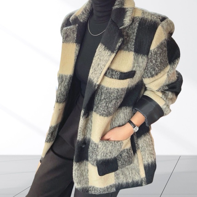 ブロックチェックテーラードジャケット　0540