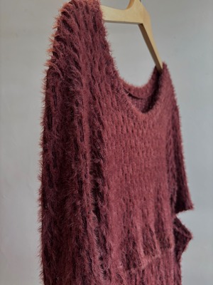 Multi Way Furry Top / RED BROWN