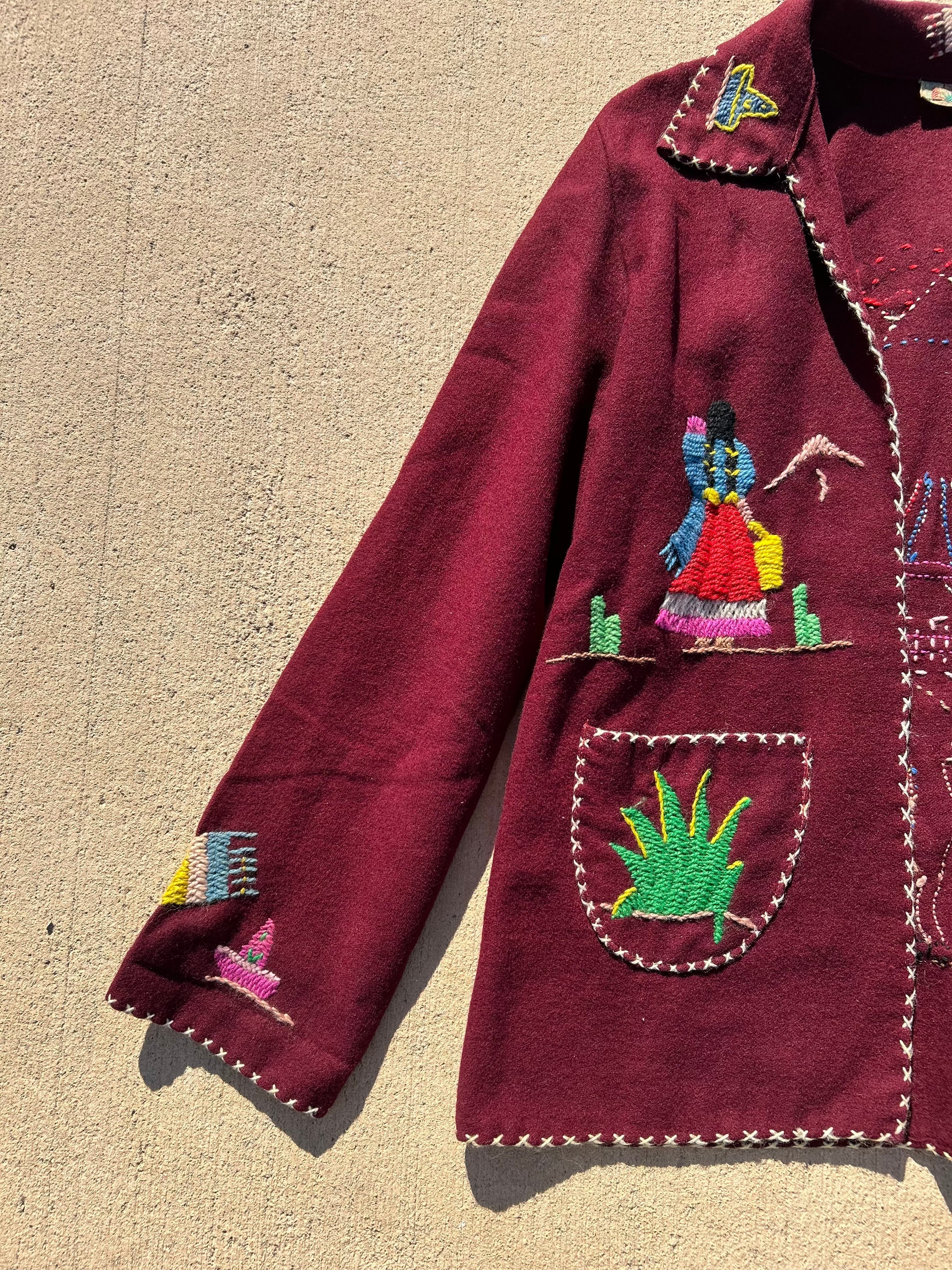 Vintage Mexican Burgundy Jacket / ヴィンテージ メキシカン ウール 