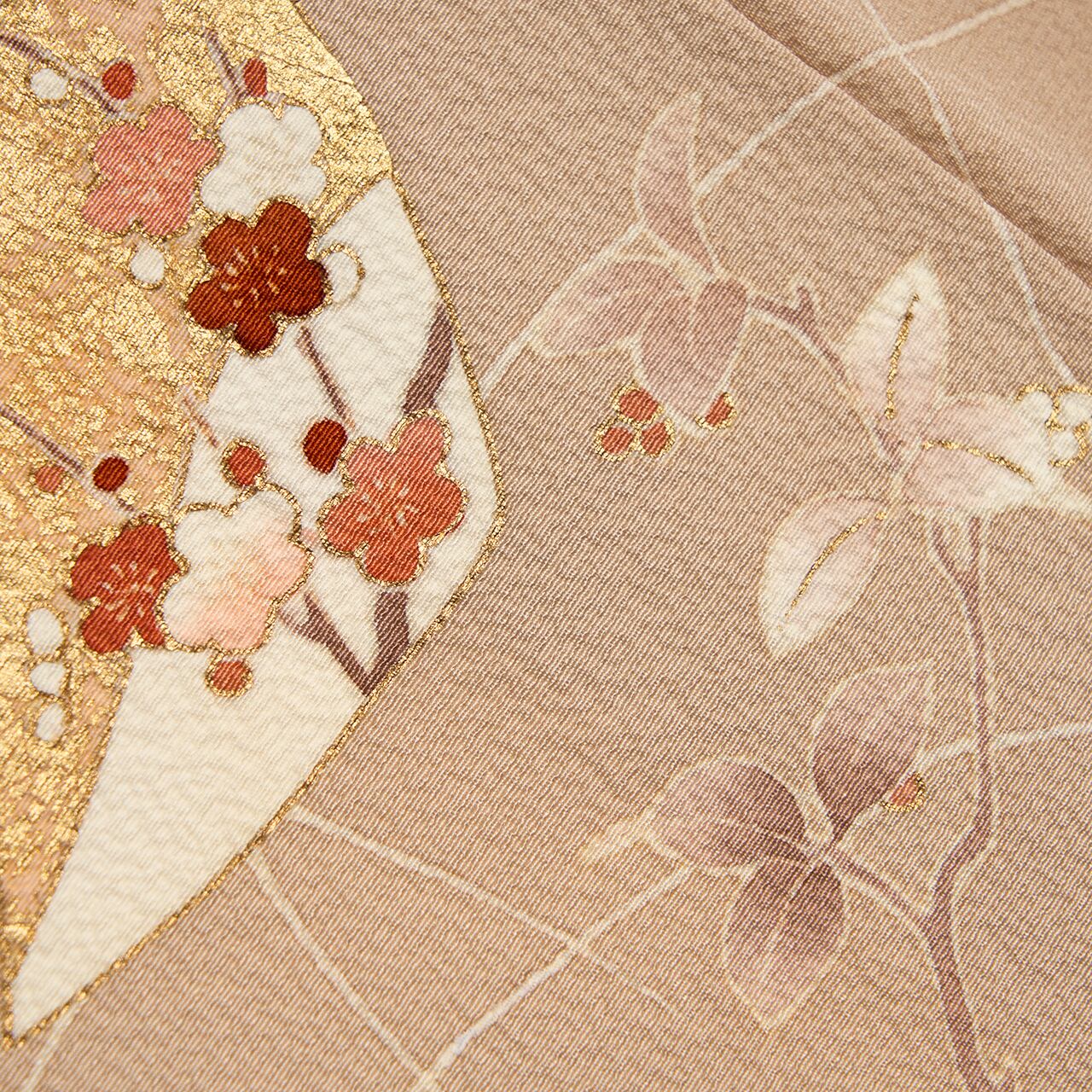 草花に色紙散しの模様 手描友禅附下 袷着物【未着用品】 | かわの屋