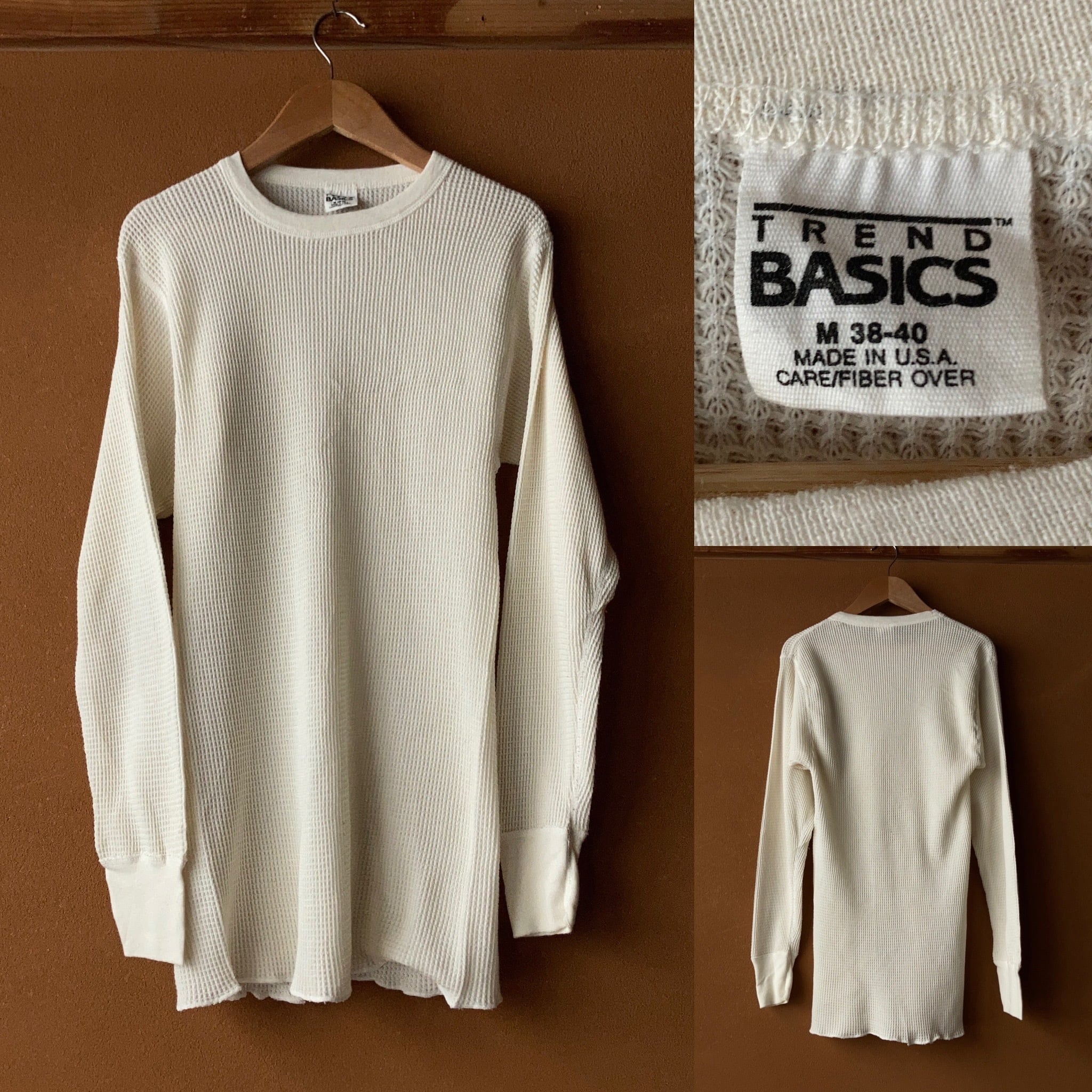 80's~90's TREND BASICS サーマルカットソー ワッフル SIZE M 80's~90's TREND BASICS サーマルカットソー ワッフル SIZE M