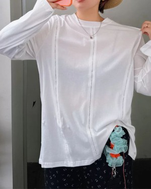 ステッチワーク 長袖 Tシャツ　[T0007]