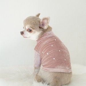 Velour Mesh Rhinestone Tee -  Pink