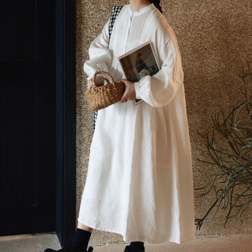 フロントピンタックリネンワンピ ・10332