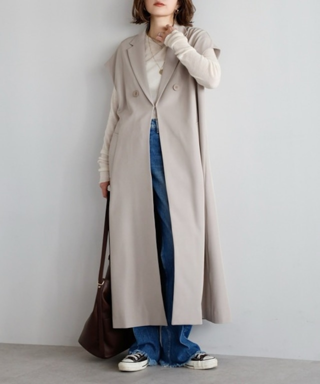 ジャケットライクロングテーラードベスト