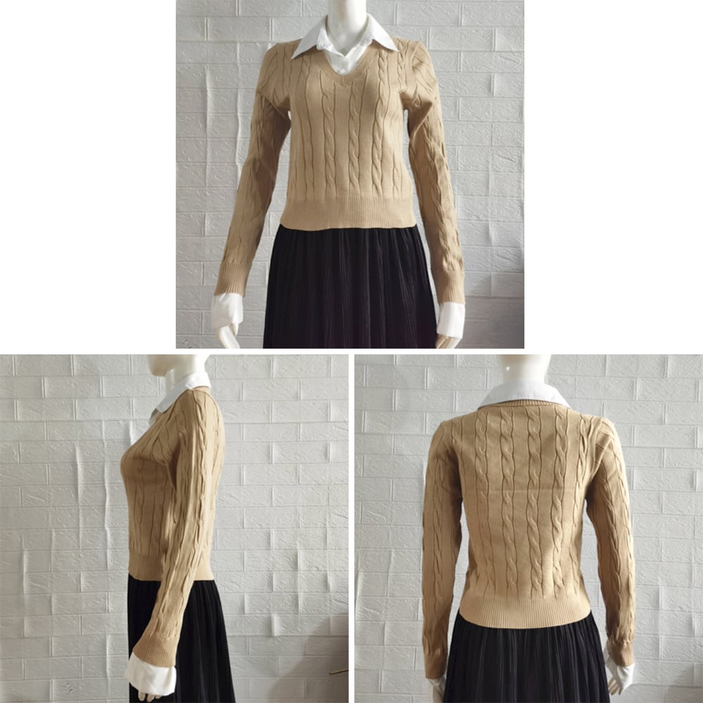 レイヤード風 ニット トップス レディース 春秋冬 韓国 重ね着 長袖 おしゃれ 大人 かわいい カジュアル シャツニット ブラウス 大人可愛い 大人女子