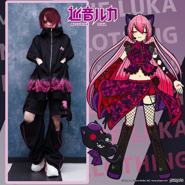 袖切り離し可能3WAY ZIP OUTER【巡音ルカ】☆缶バッジ4個付き