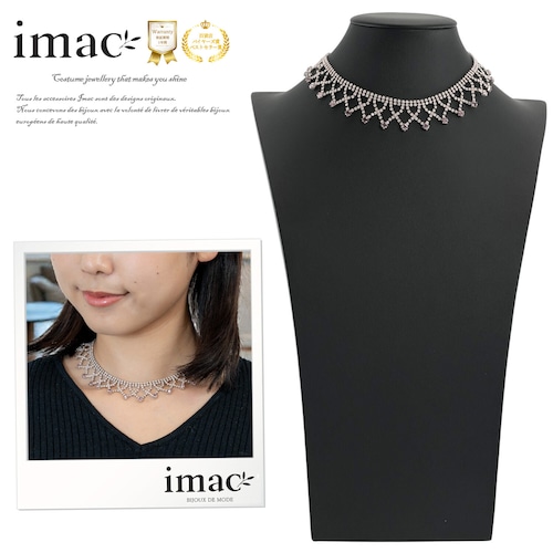 ネックレス ラインストーン ピンク レース 34cm nl133954【イマックジュエリー公式】