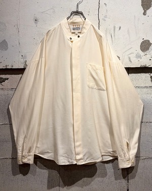 【Caka otto】Minimal Design Vintage Loose L/S Band Collar Shirt