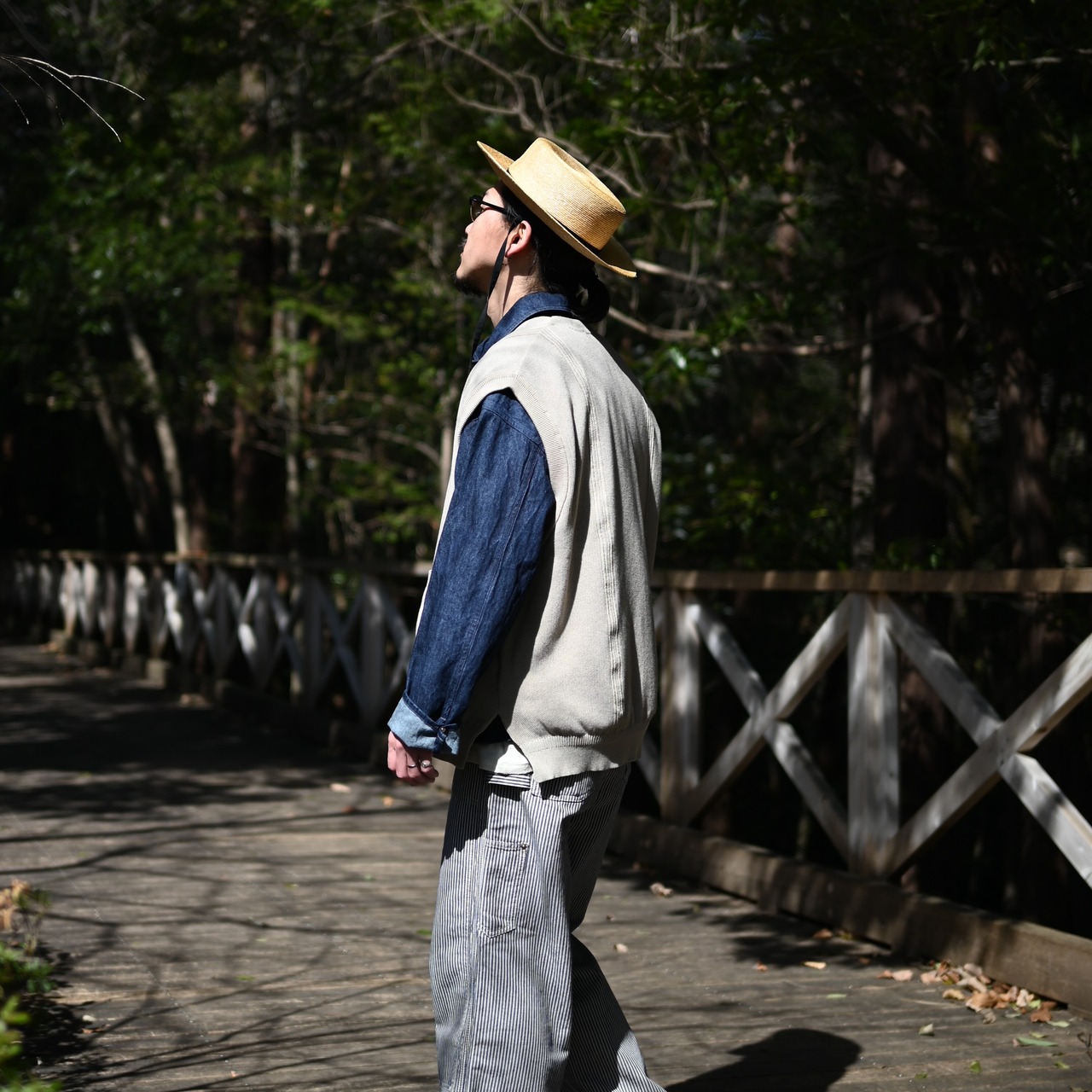 YASHIKI / GANKO別注 ×Shirotsume V-neck Vest メンズコーディネート