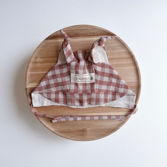 LYNX MOCHA GINGHAM｜タイプ：Bonnet / ツバ：Straight / 耳：Neutral