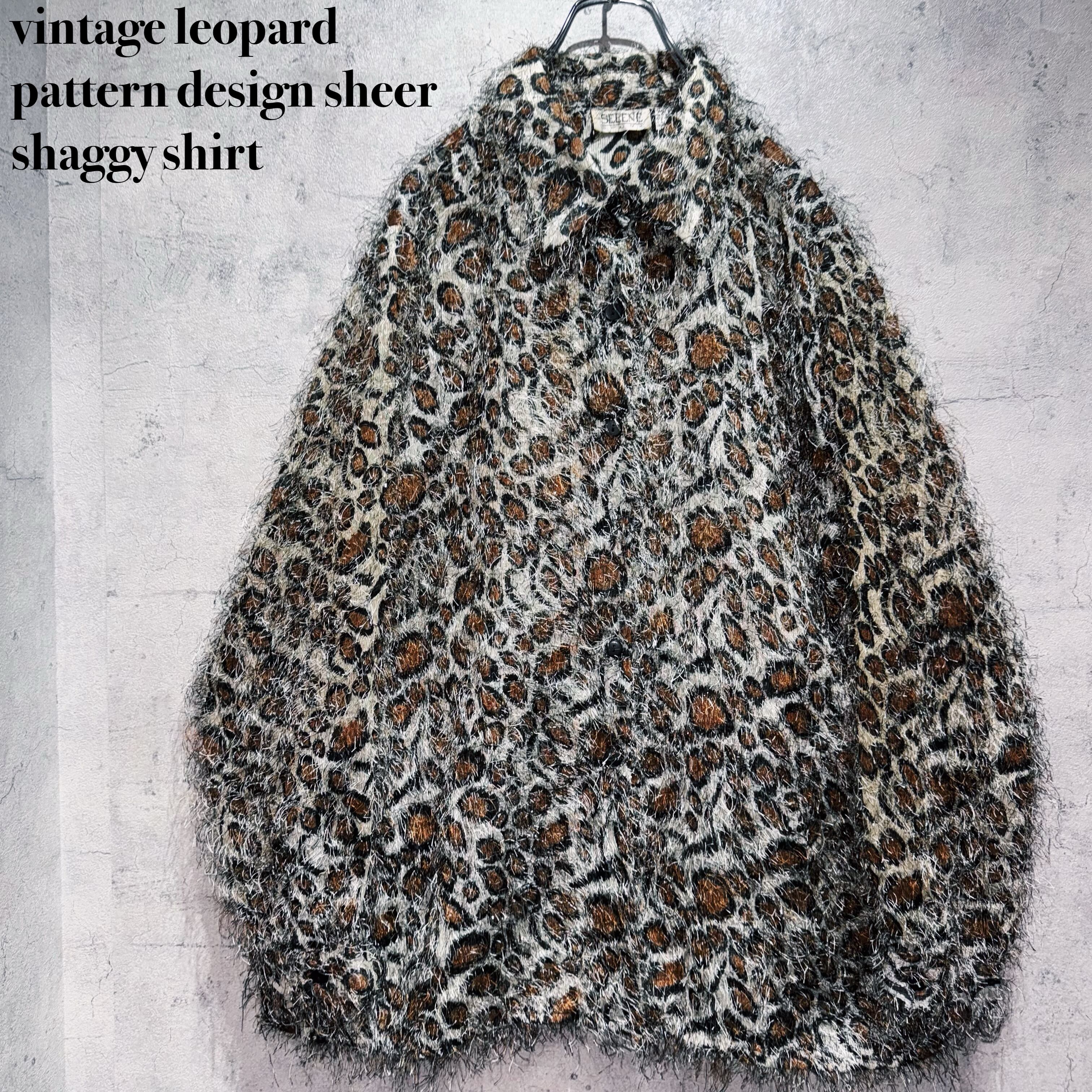 vintage leopard pattern design sheer shaggy shirt