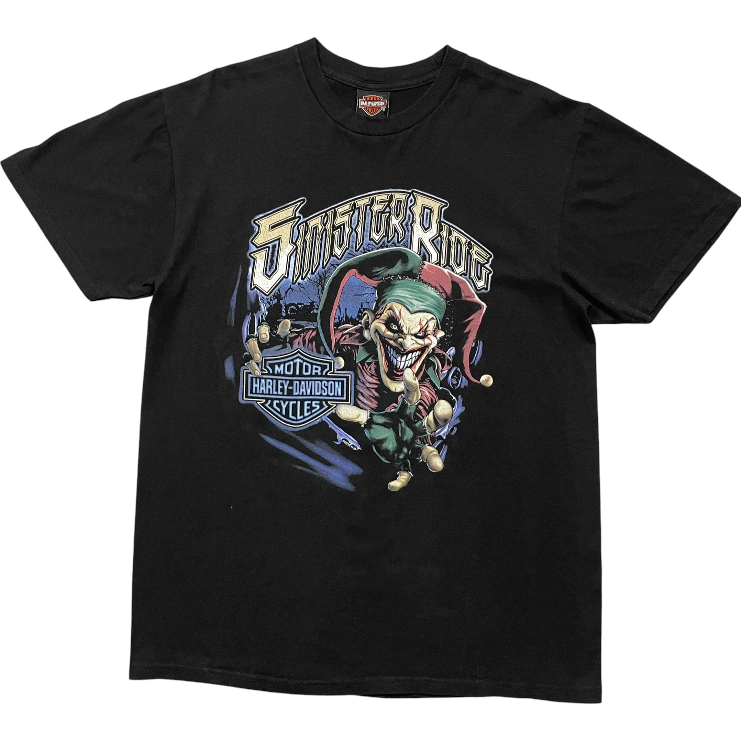 《L》 Harley-Davidson ハーレーダビッドソン Tシャツ ブラック プリントデザイン シミ有 no. 10204