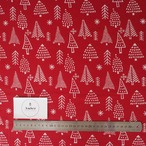 ブロックプリント生地【50cm単位】インド綿  Winter(X'masツリー) 赤 #44610-RD1