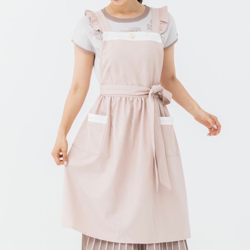 Bicolor frill apron / バイカラー フリル エプロン（ピンク 